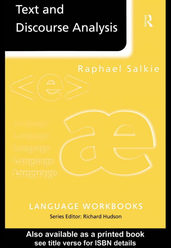 Text and Discourse Analysis by Raphael Salkie